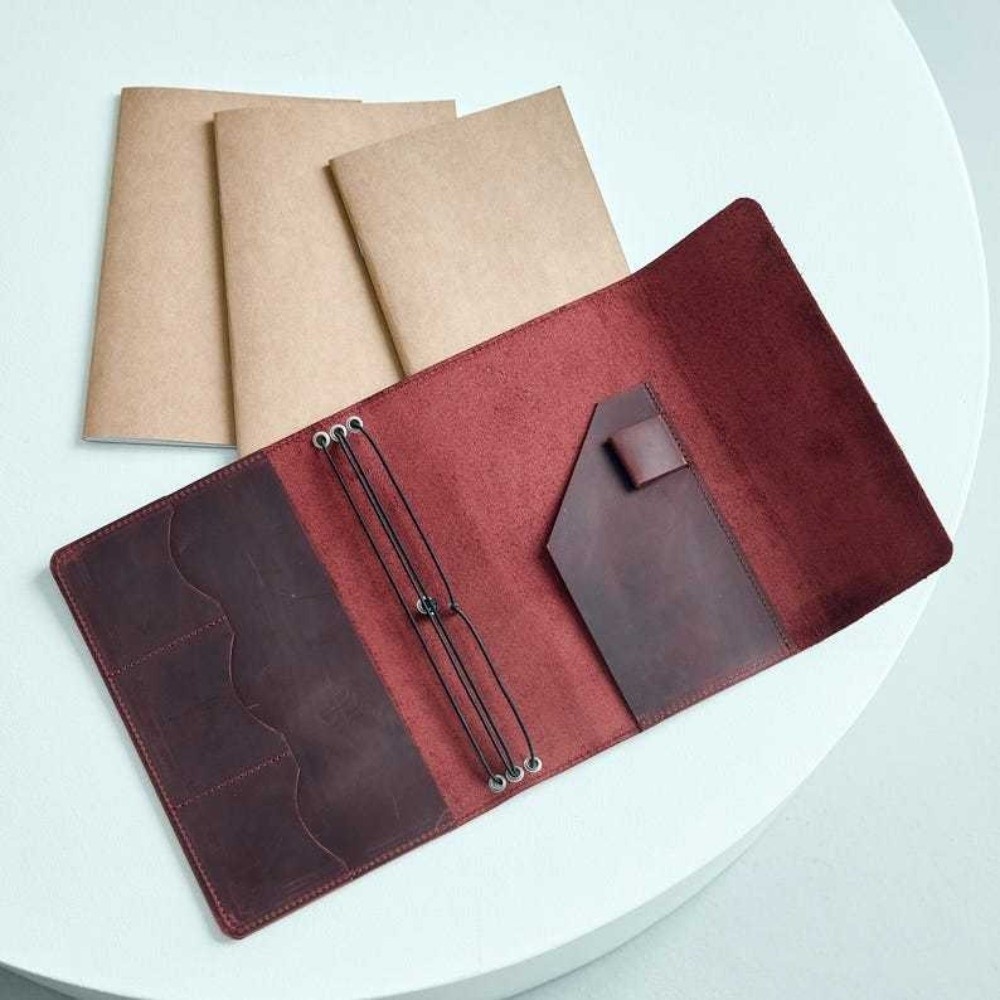 Vintage Leather Journal Notebook - Organisateur de carnet rechargeable en cuir,
